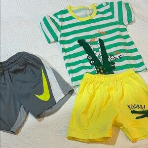 Nike shorts & Striped Green Crocodile T-Shirt and Shorts Set